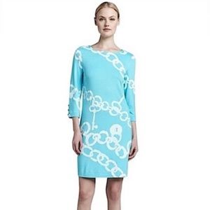 Lilly Pulitzer Jonah Shift Ball & Chain Dress, Size Large in Shorely Blue